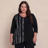 Go To Low Neck T, Blocked Print