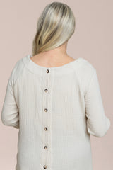 Breeze Nu Button Back Top, 3/4 Sleeve