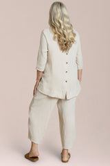 Breeze Nu Button Back Top, 3/4 Sleeve