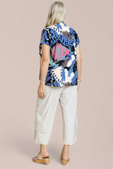 Deep V Top Print Short Sleeve