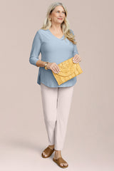 Go To Narrow V-Neck Top 3/4 Sleeve