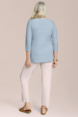 Go To Narrow V-Neck Top 3/4 Sleeve