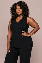 Narrow V-neck Tank, Plus