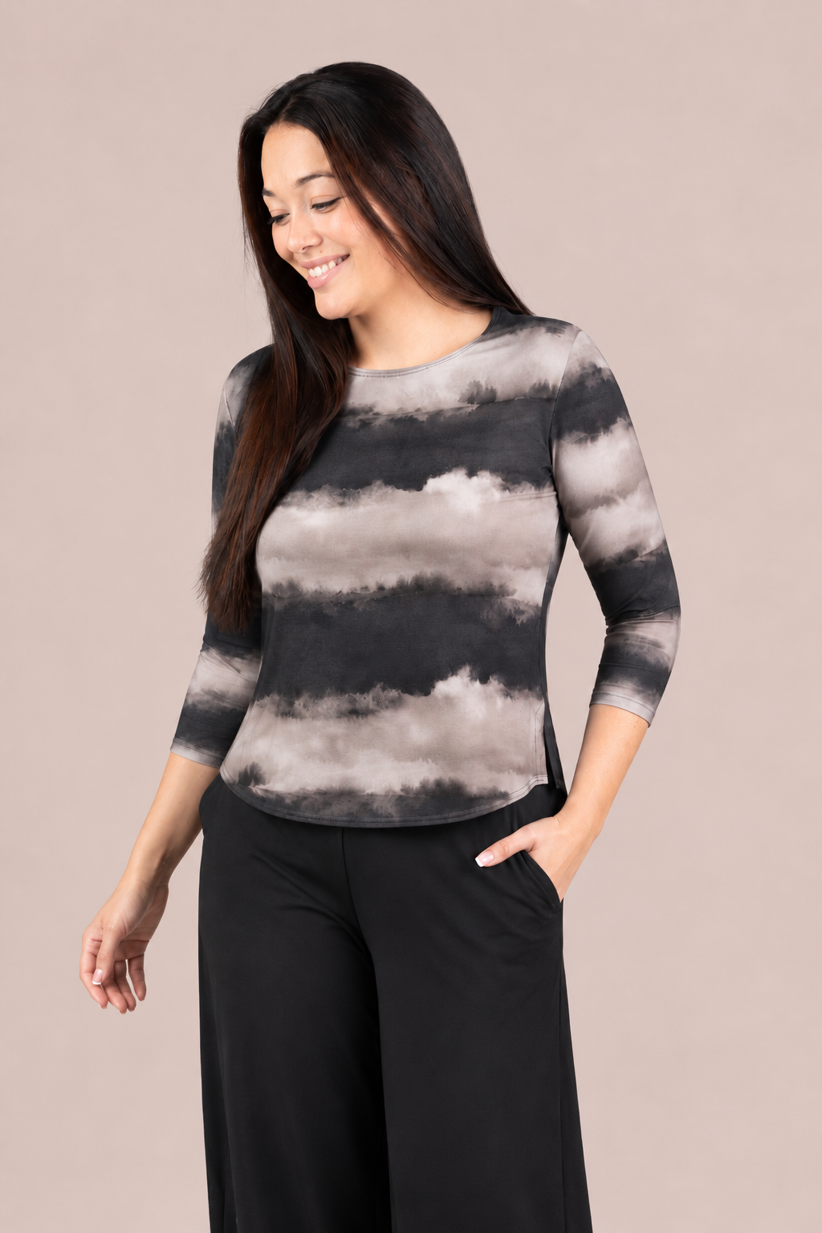 Go To Classic T Relax Short Print 3/4 Sleeve