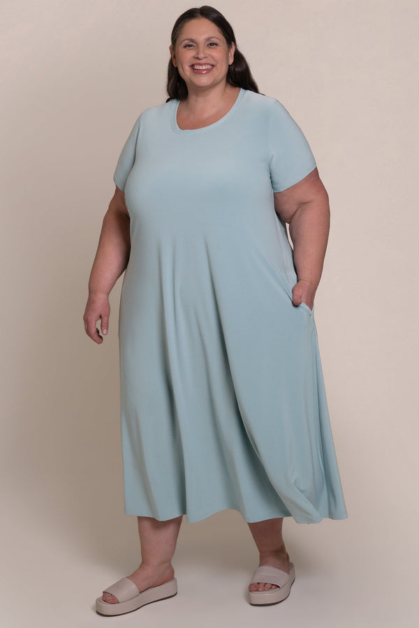 Fit and Flare Dress Plus | Stone Blue