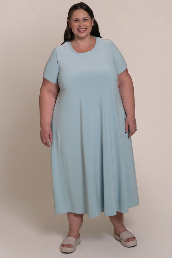 Fit and Flare Dress Plus | Stone Blue