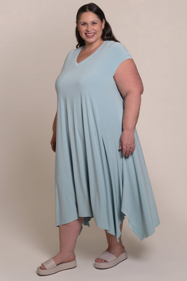 Splice V-Neck Dress Plus | Stone Blue