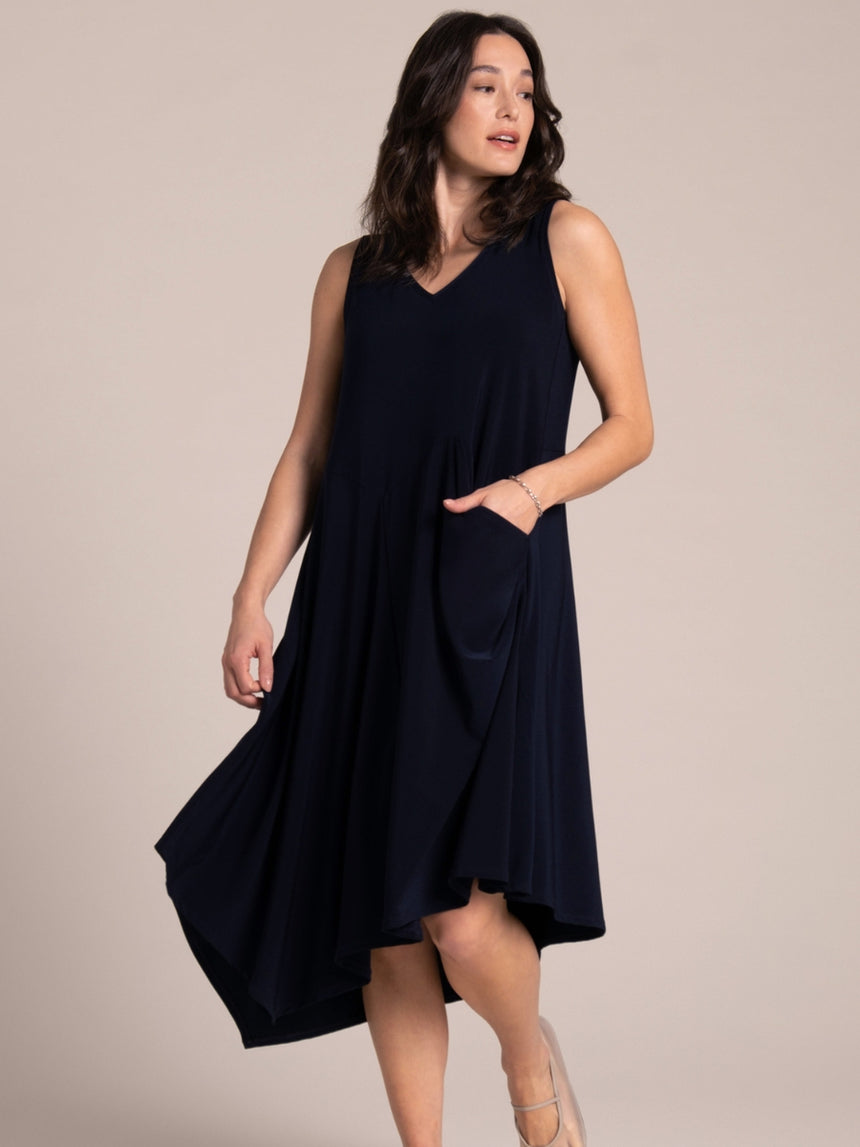 Sleeveless Slant Pocket Dress