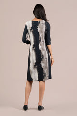 Go To Trapeze Dress Print 3/4 Sleeve