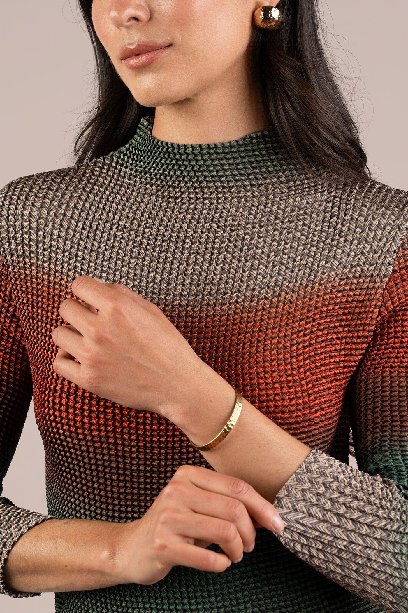 Plisse Mock Neck, Print