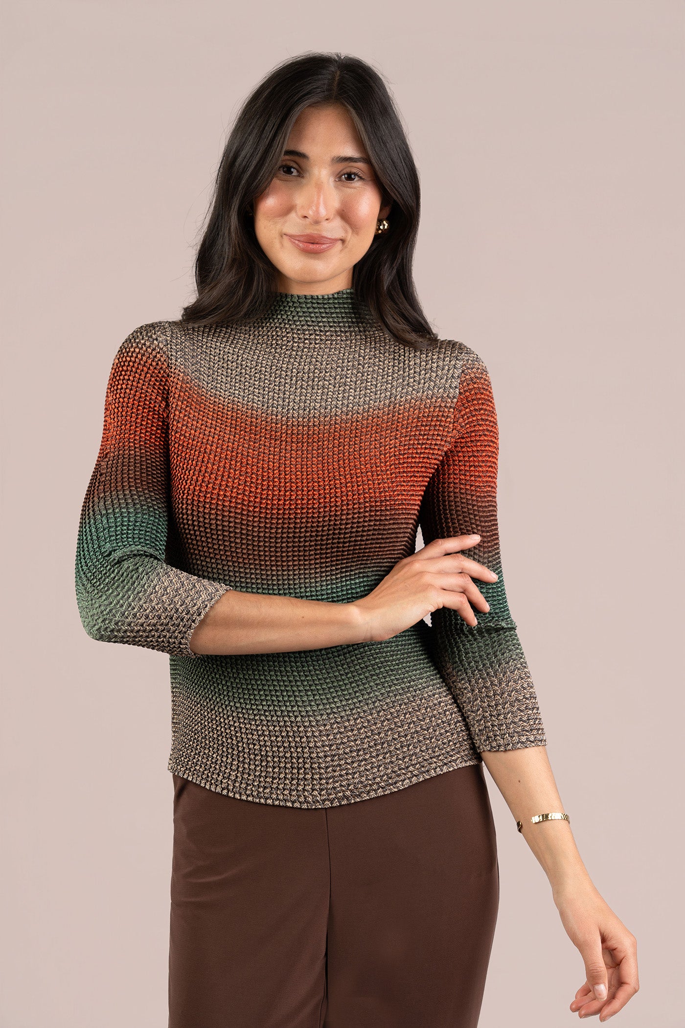 Plisse Mock Neck, Print