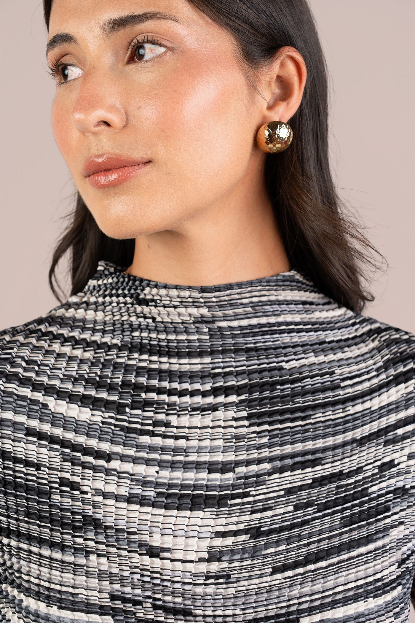 Plisse Mock Neck, Print