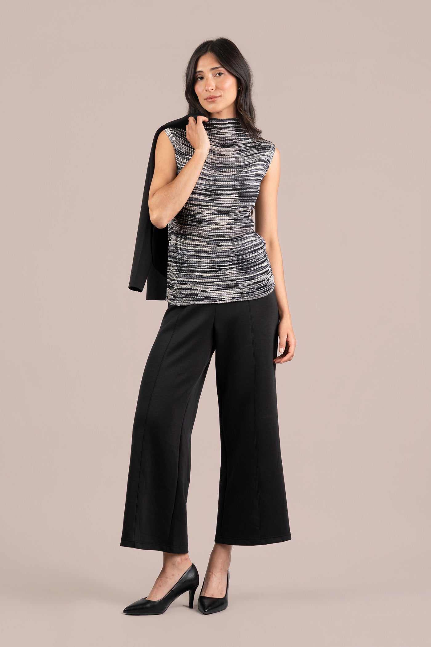 Plisse Mock Neck Tank, Print