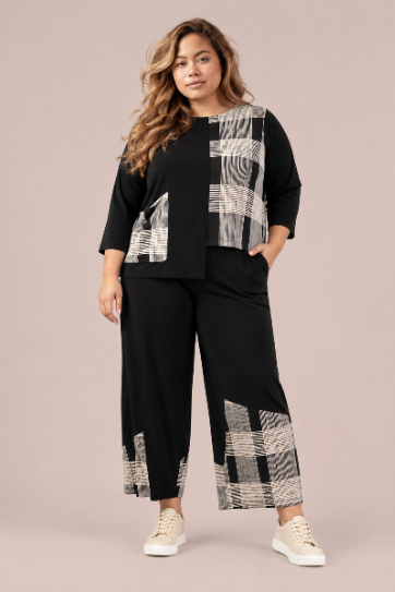 Wide Leg Crop, Blocked Print