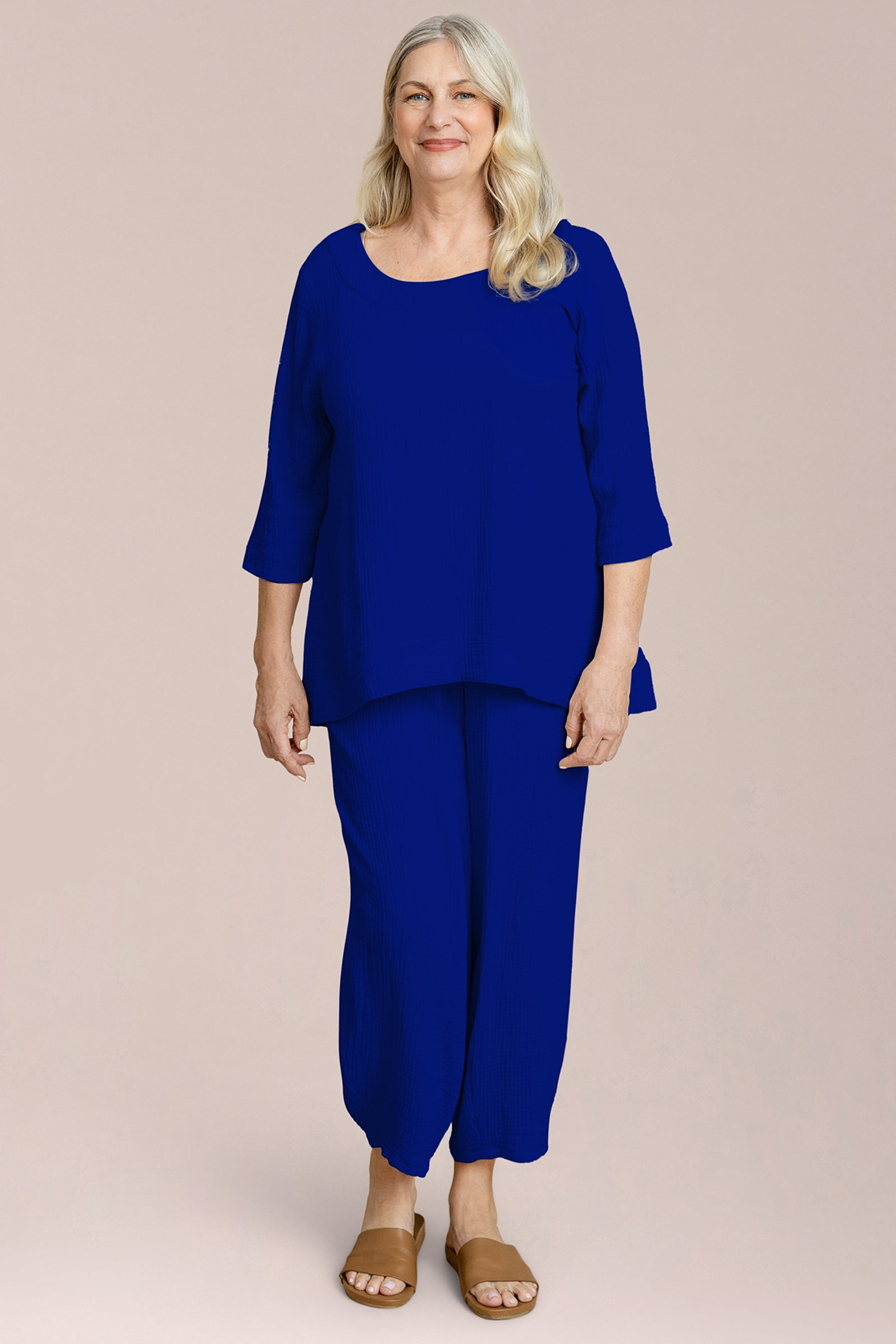 Breeze Nu Button Back Top, 3/4 Sleeve
