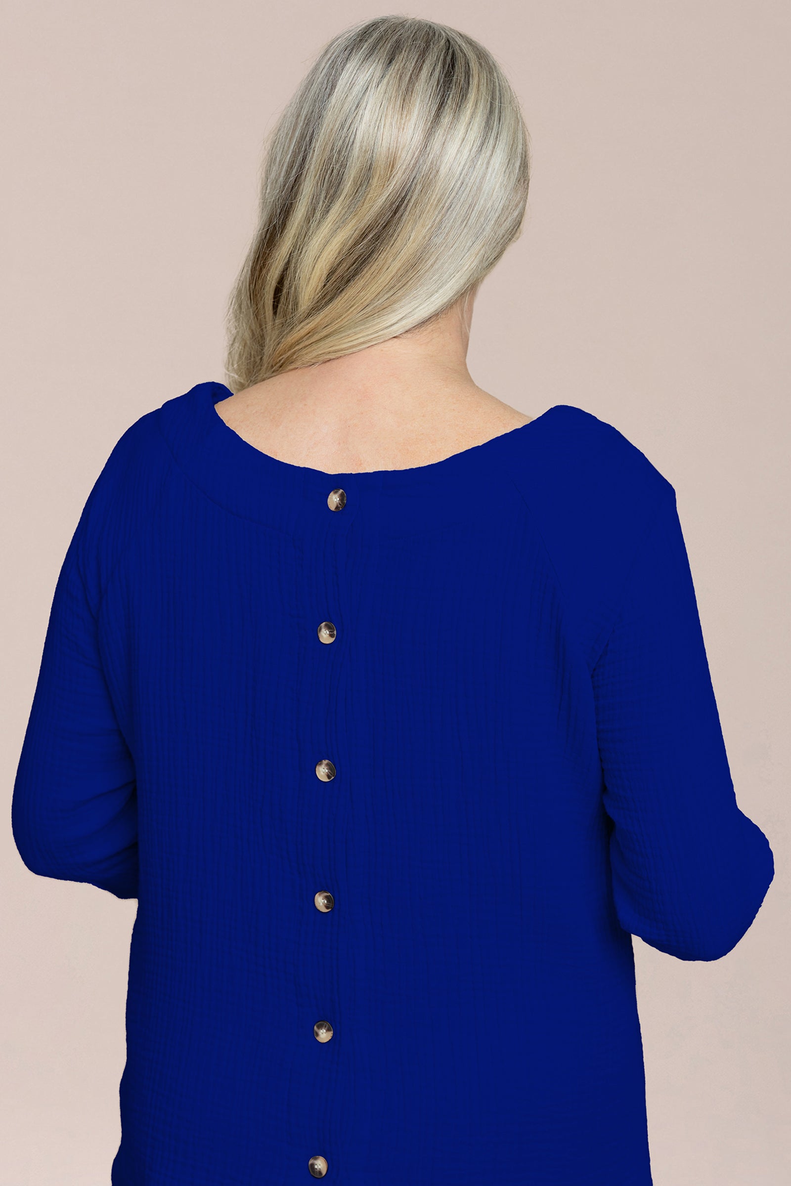 Breeze Nu Button Back Top, 3/4 Sleeve