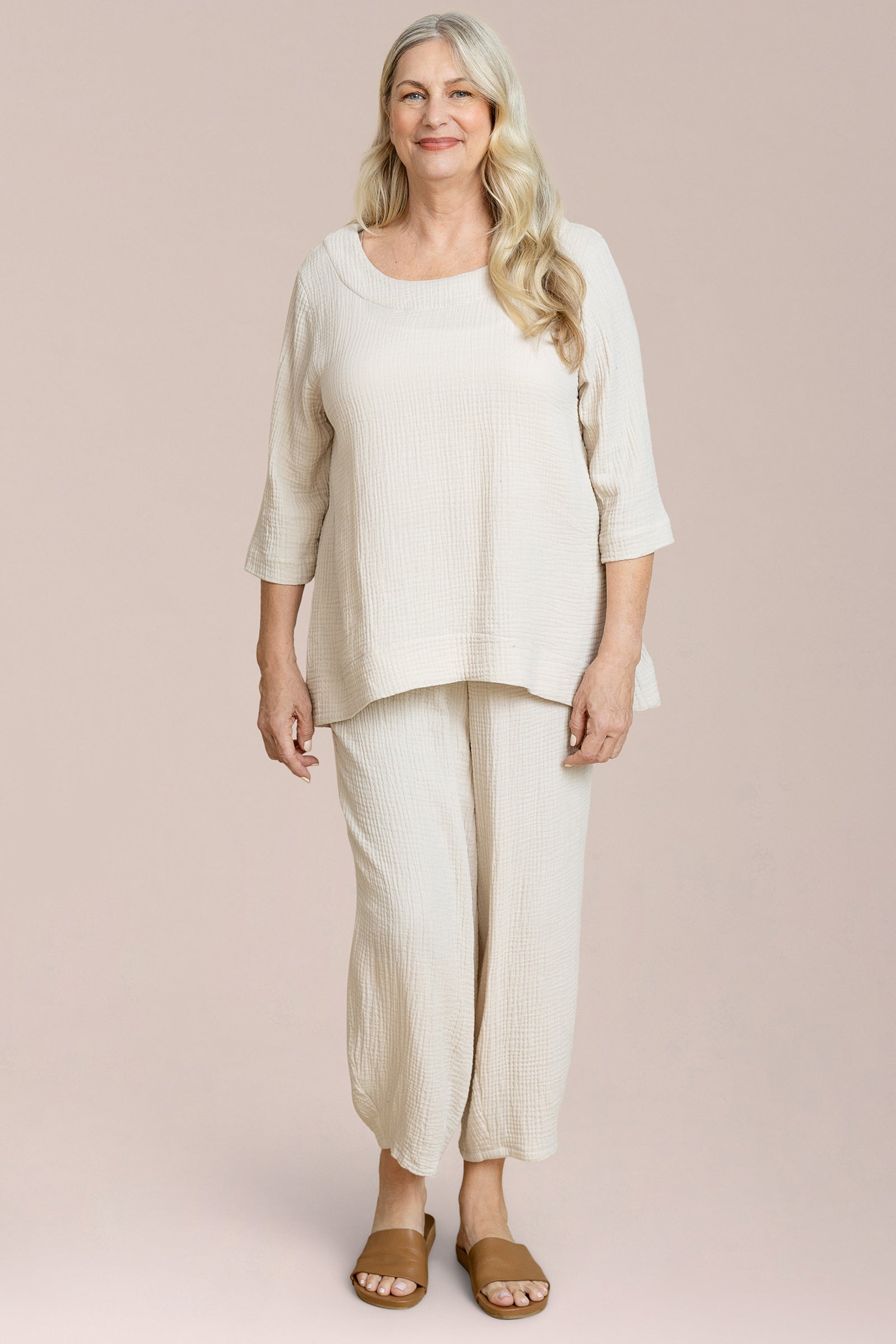Breeze Nu Button Back Top, 3/4 Sleeve