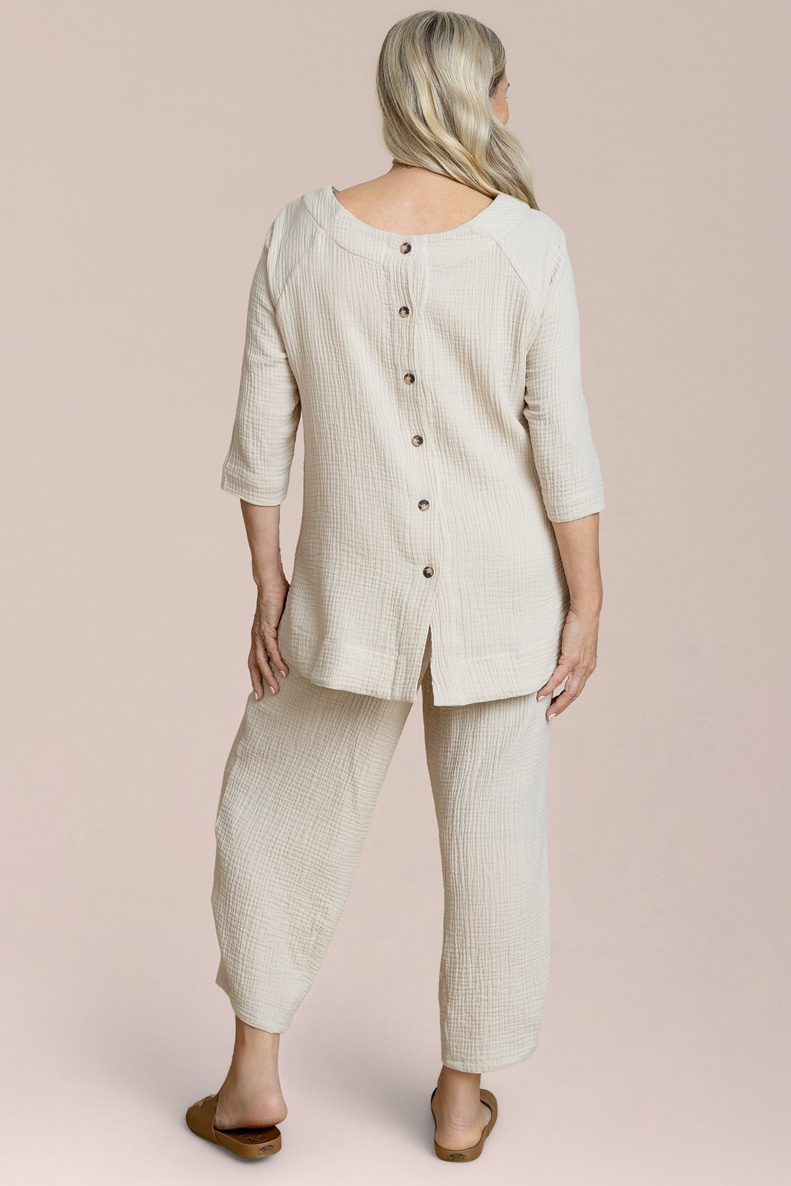 Breeze Nu Button Back Top, 3/4 Sleeve