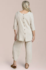 Breeze Nu Button Back Top, 3/4 Sleeve