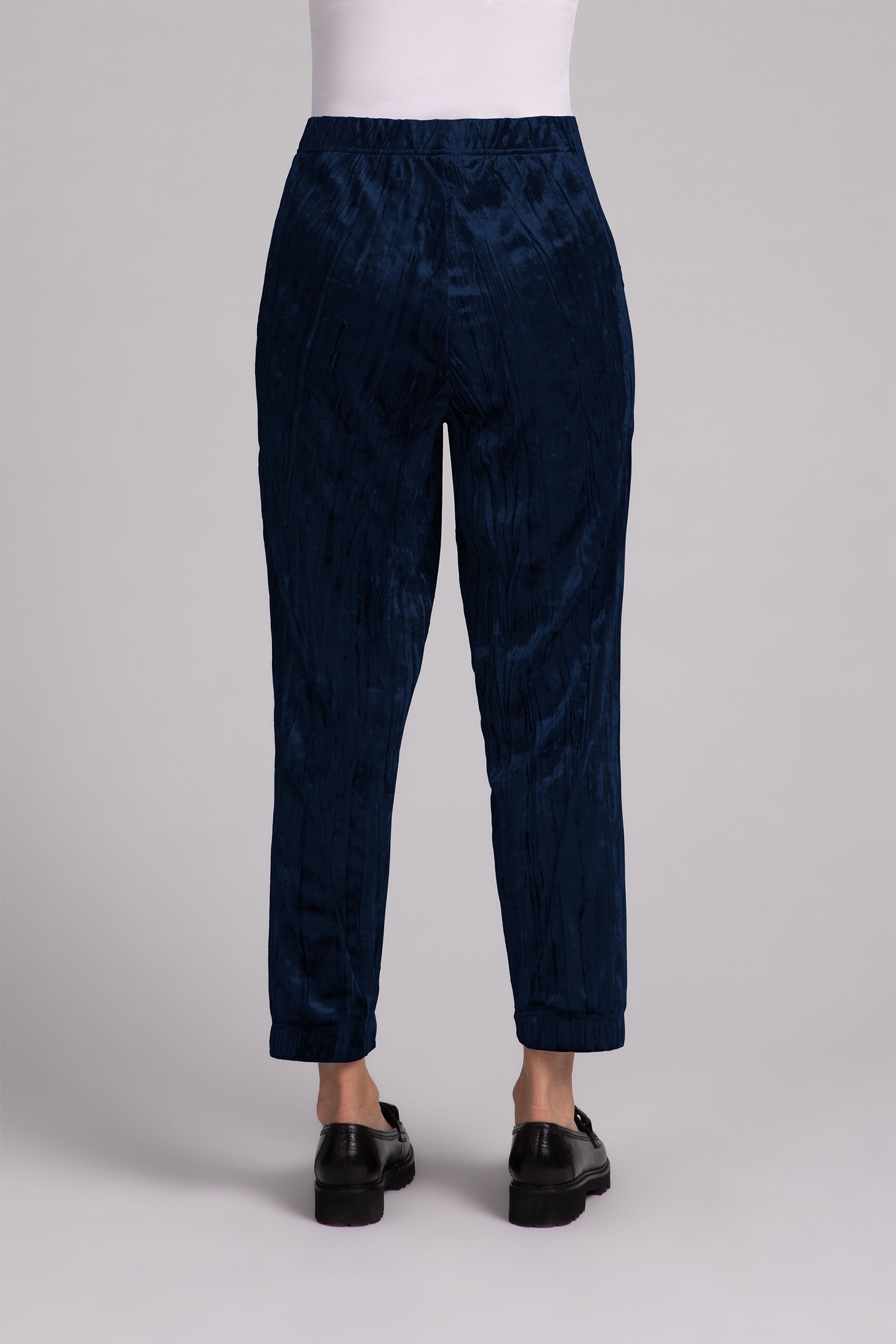 Crinkle Velvet Half Cuff Jogger Pant | Navy | Sympli US