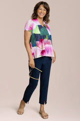 Deep V Top Print Short Sleeve