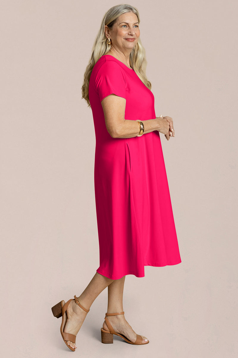 womens red fit and flare dress & Dress, Short Slv Black-12 / 6 colorgrp-52766 Waist:34 Round Neck Crew Kids Cotton Knot