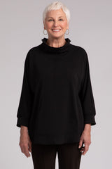 Fleece Back Jersey Funnel Neck Pullover with Kangaroo Pocket Plus