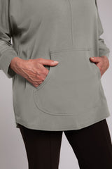 Fleece Back Jersey Funnel Neck Pullover with Kangaroo Pocket