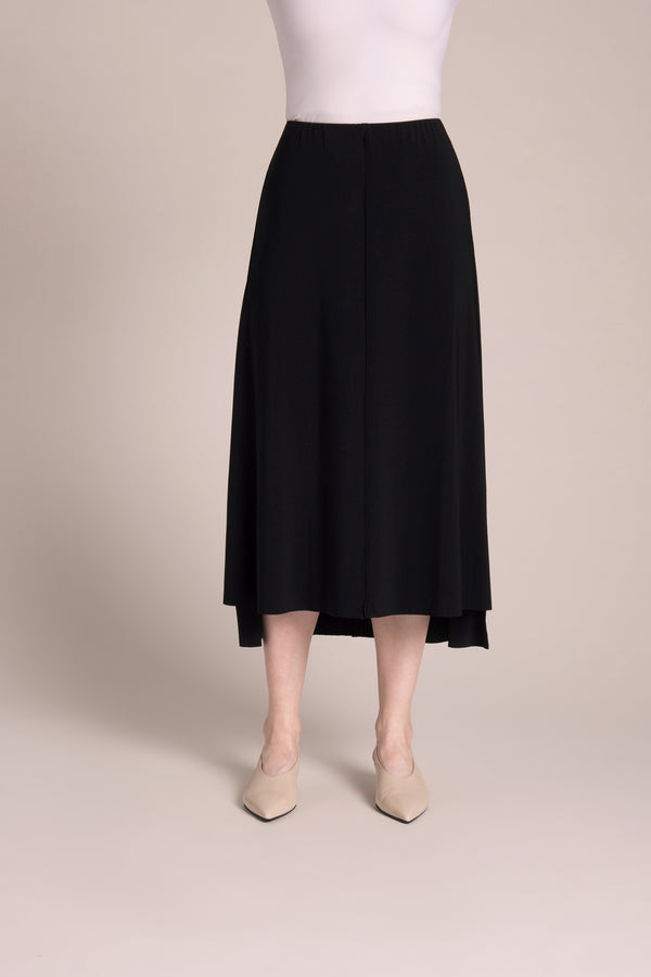 Flounce A-Line Midi Skirt | Black