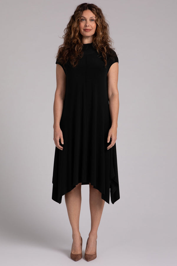 Flounce Funnel Neck Dress Plus | Black