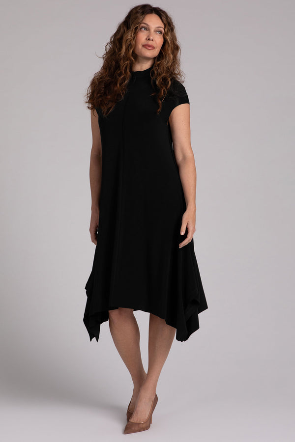 Flounce Funnel Neck Dress Plus | Black