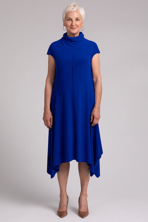 Flounce Funnel Neck Dress Plus | Lapis