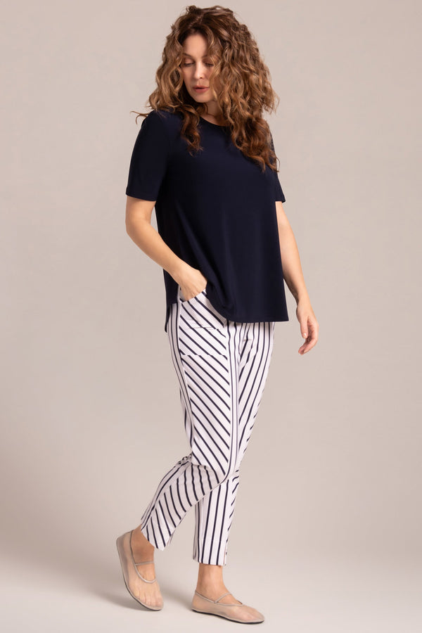 Hepburn Ankle Pant | Navy Stripe