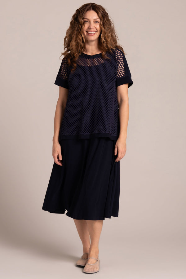 Honeycomb Boxy Top | Navy