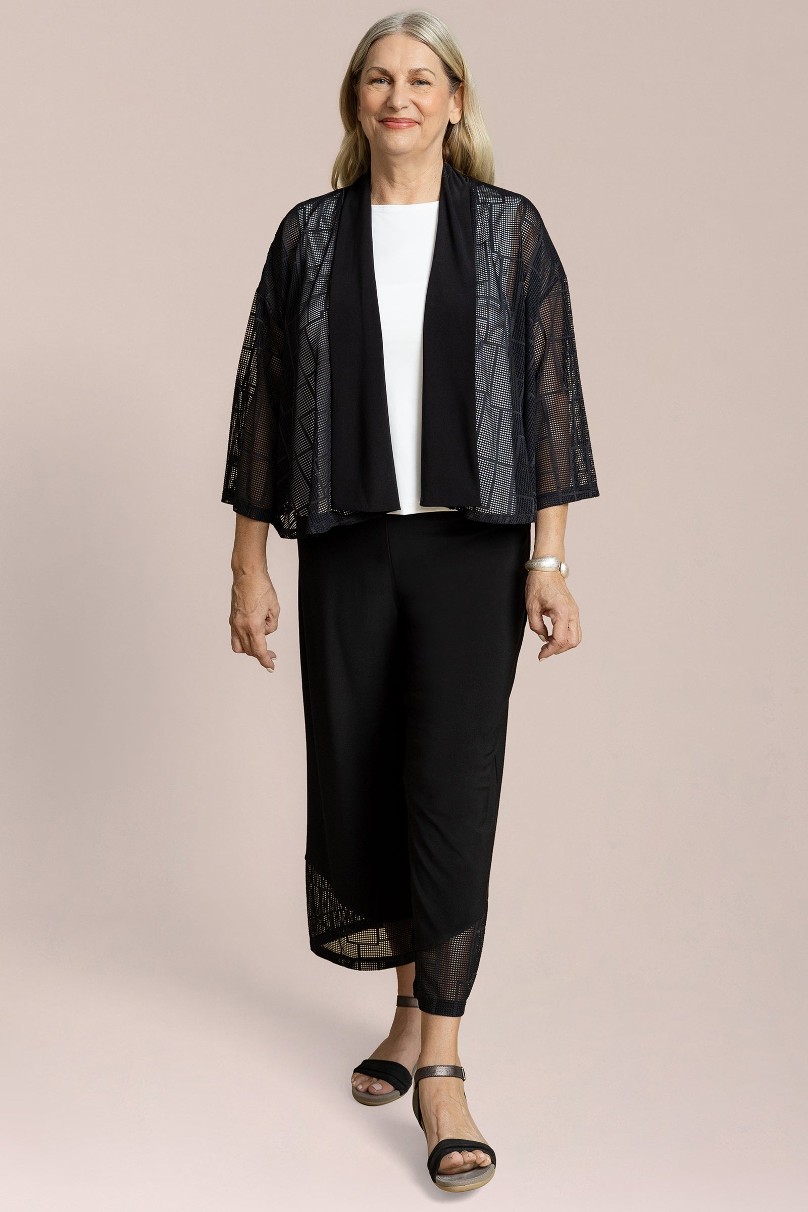 Honeycomb Mesh Mezza Luna Cardigan