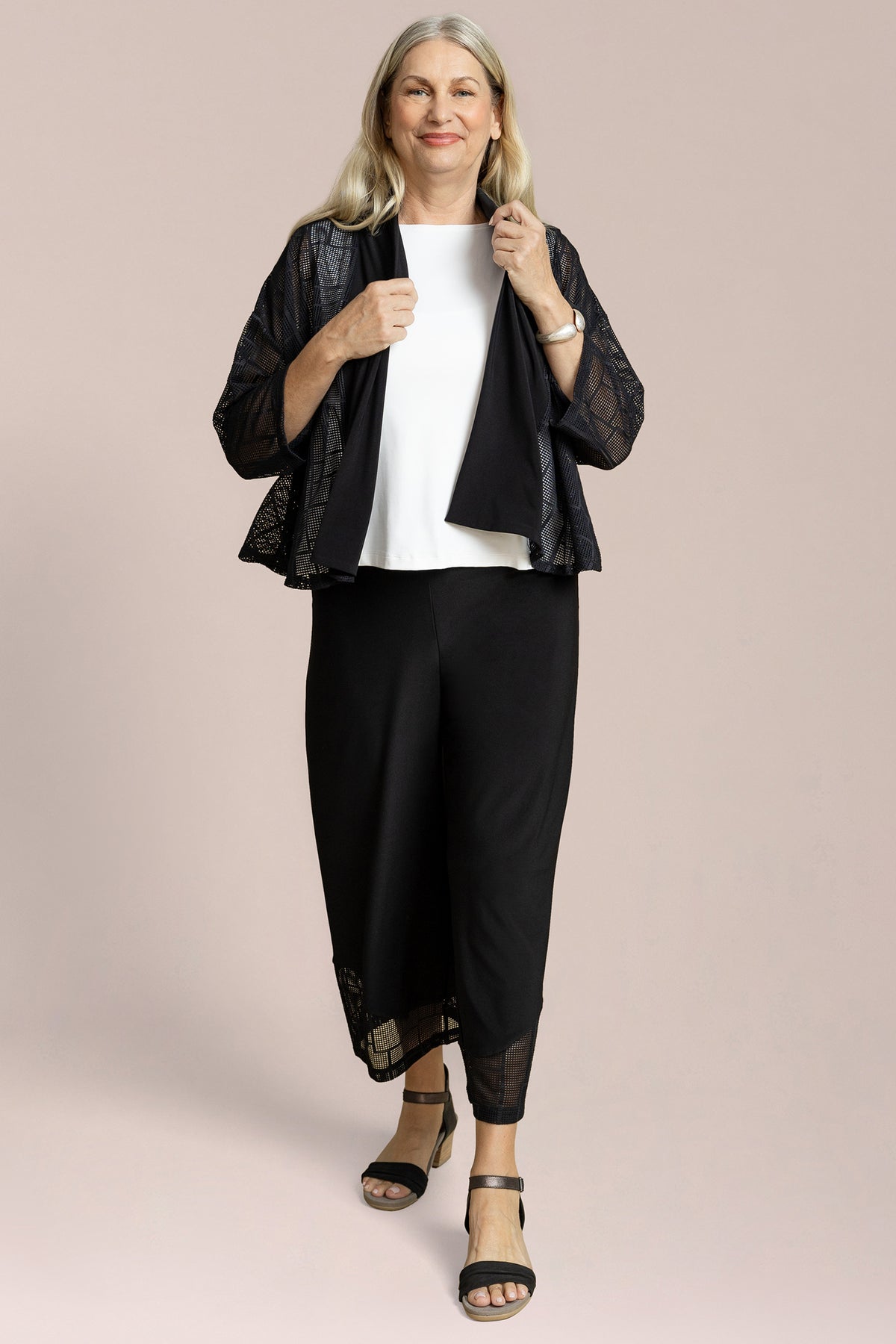 Honeycomb Mesh Mezza Luna Cardigan