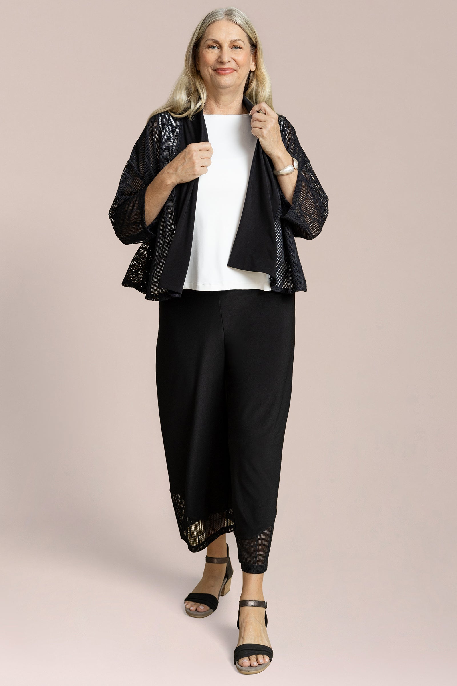 Honeycomb Mesh Mezza Luna Cardigan