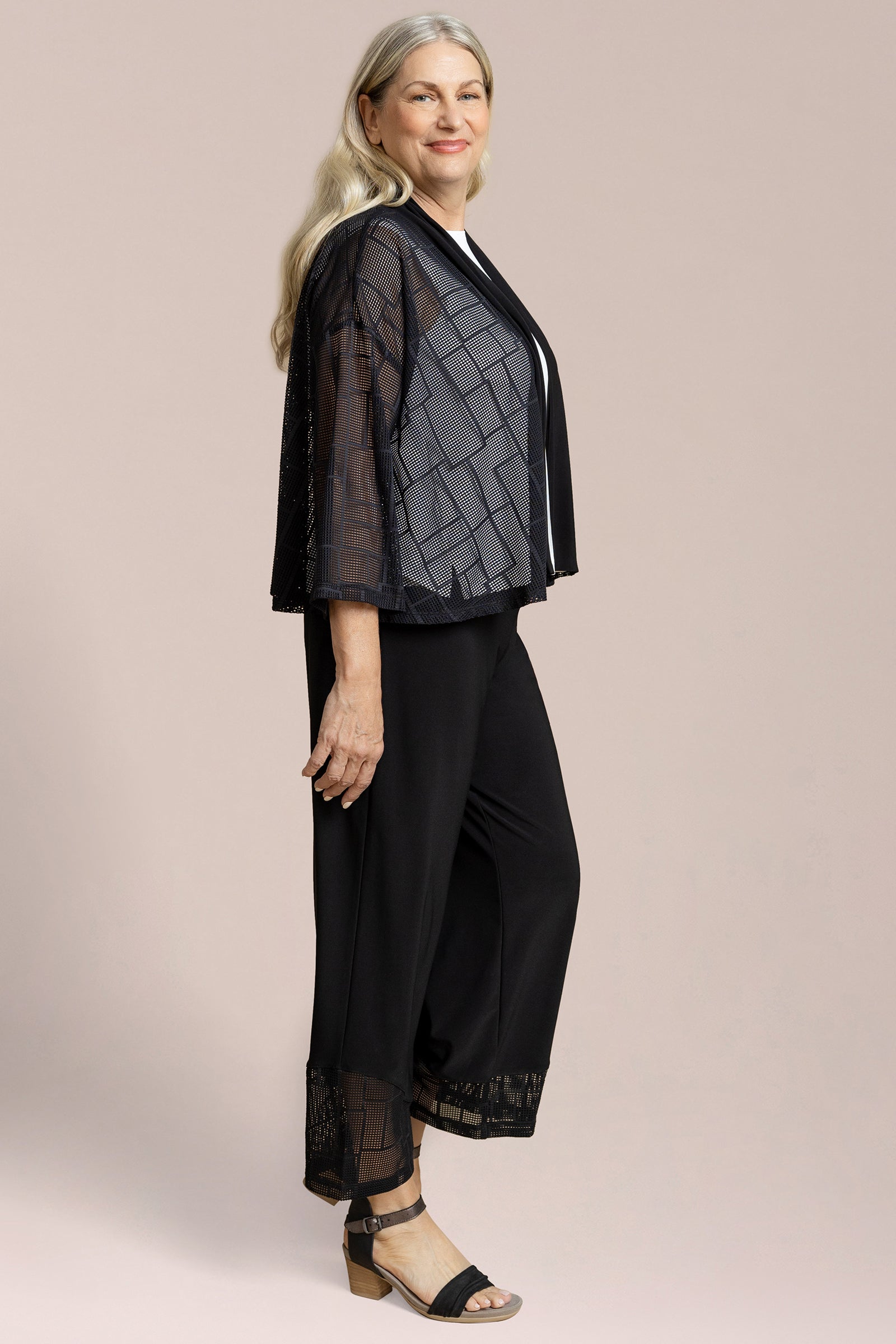 Honeycomb Mesh Mezza Luna Cardigan