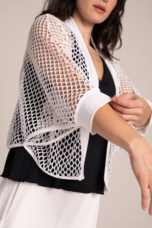 Honeycomb Shrug | White