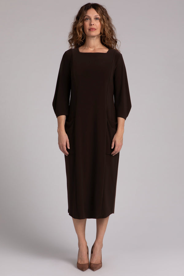 Lantern Column Dress | Chocolate