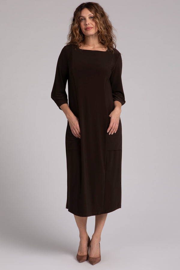 Lantern Column Dress | Chocolate