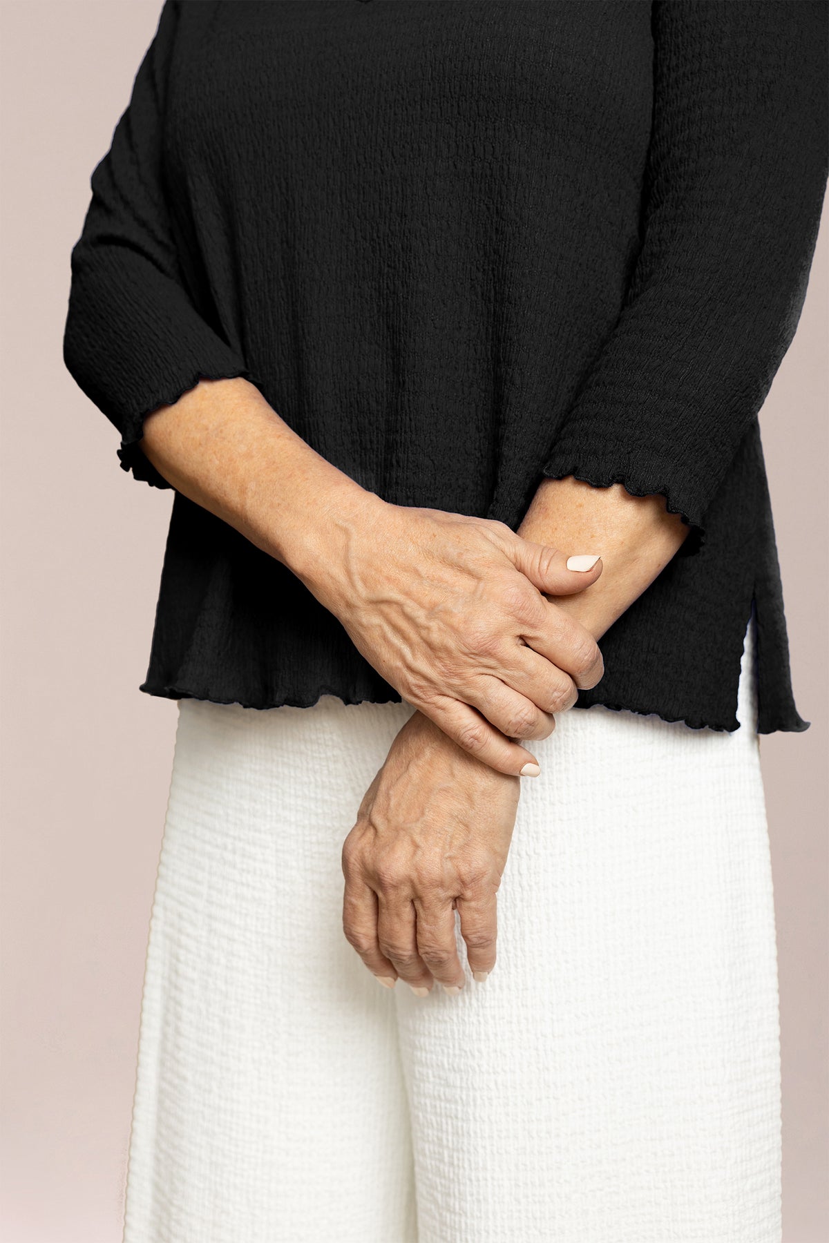 Pop V-Neck Top, 3/4 Slv