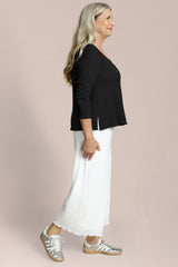 Pop V-Neck Top, 3/4 Slv