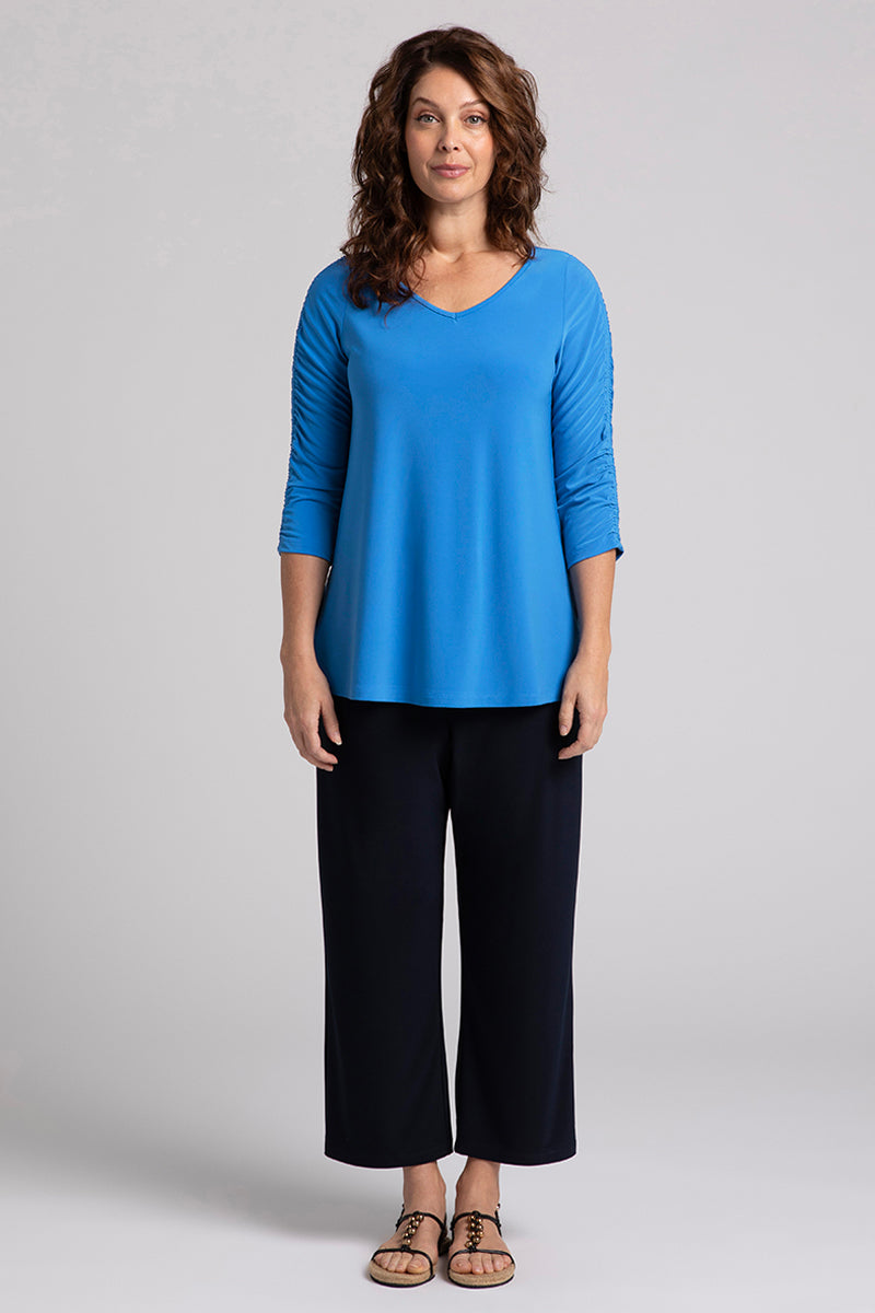 Revelry Top with Rusched Sleeve