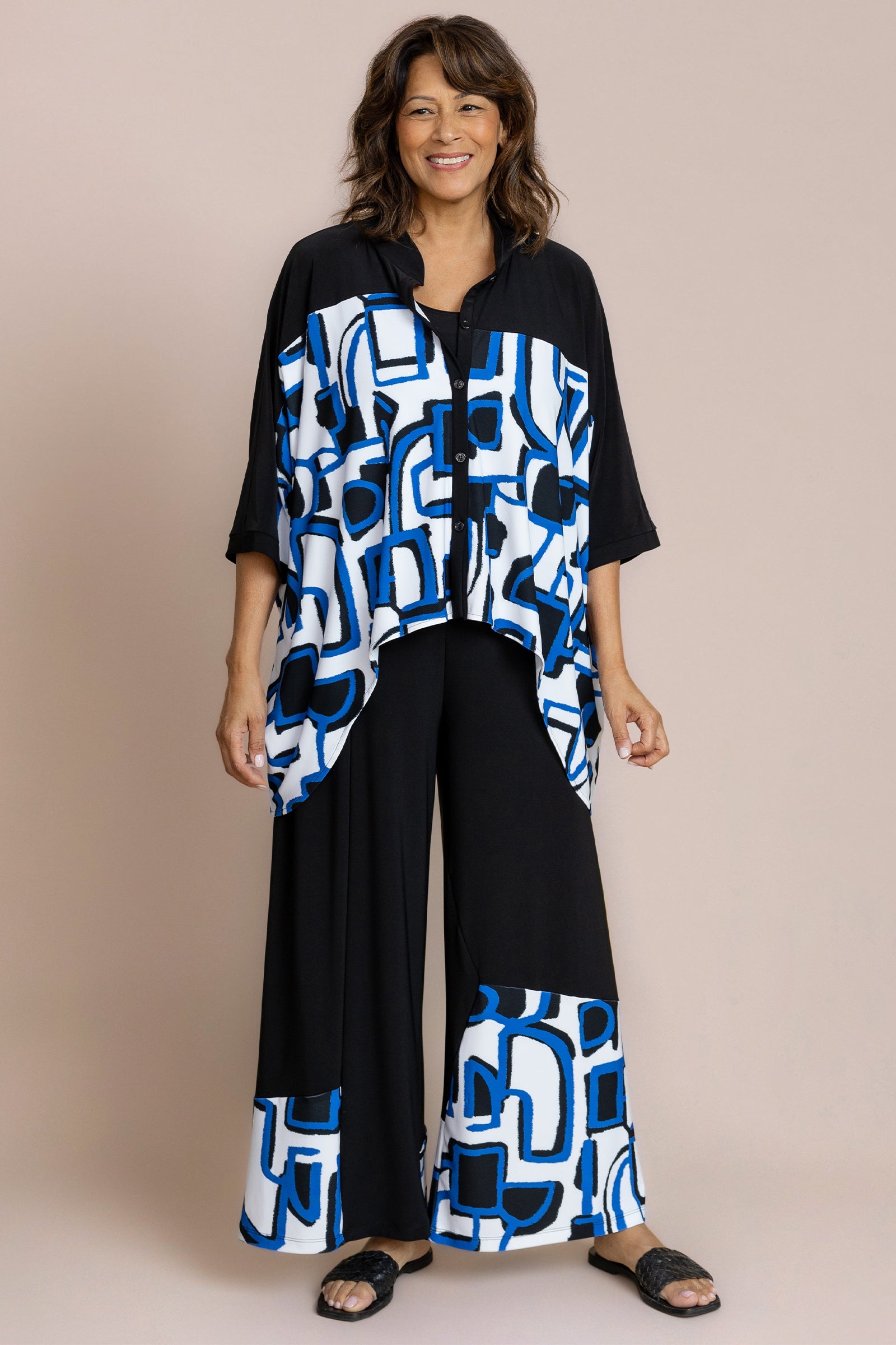 Serena Shirt, Blocked Print