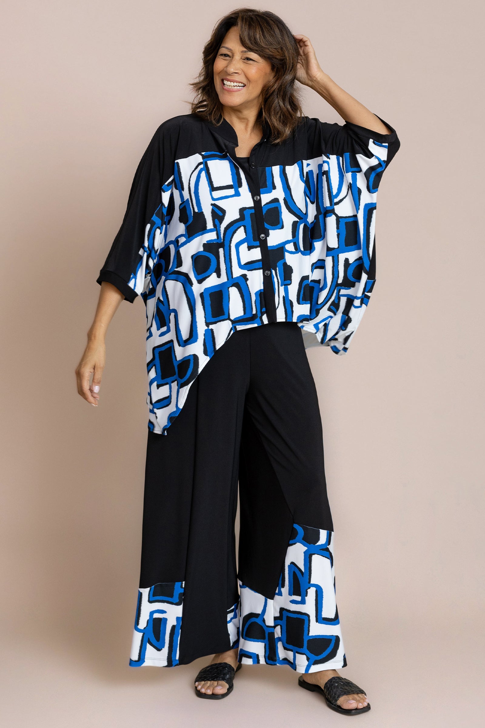 Serena Shirt, Blocked Print