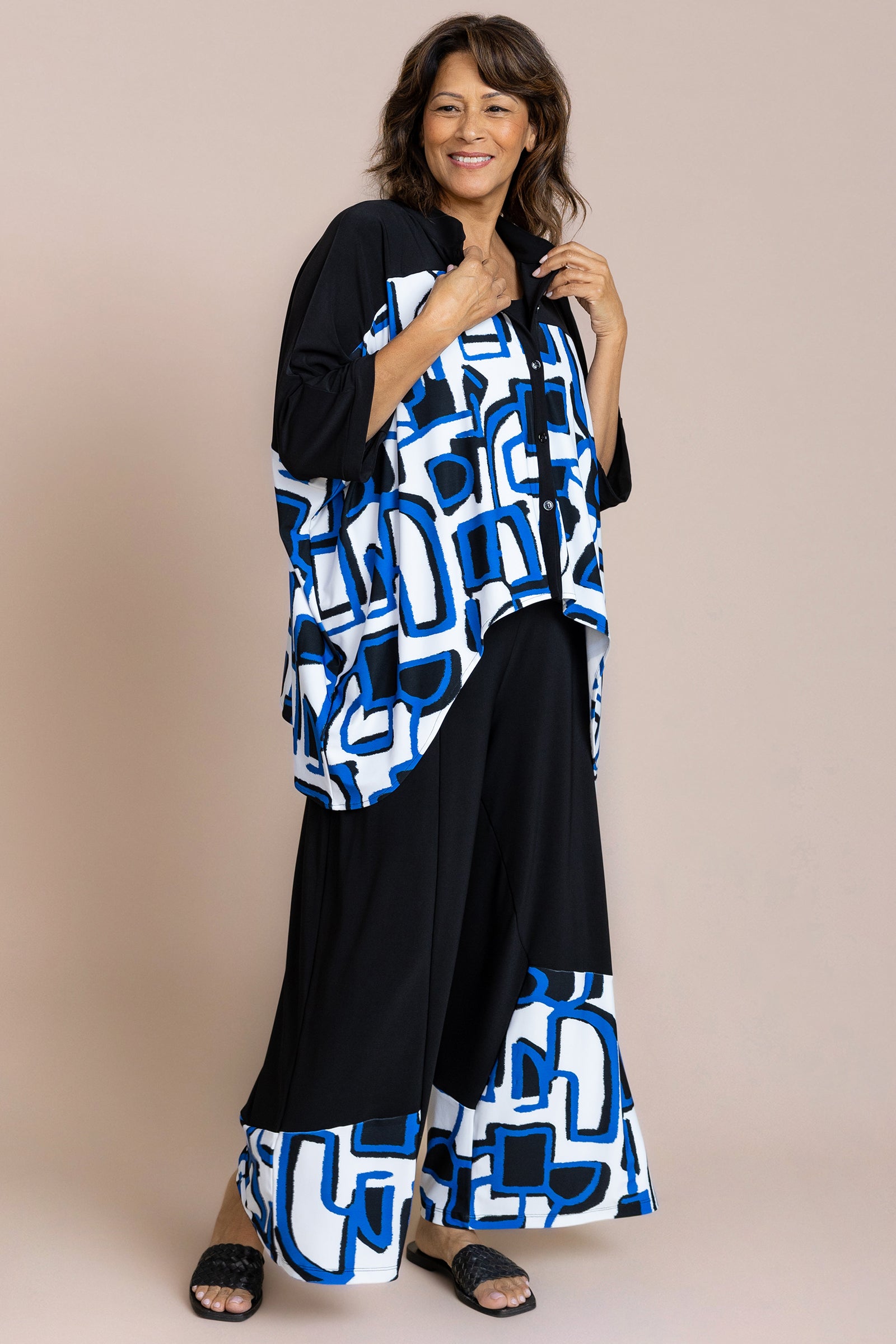 Serena Shirt, Blocked Print