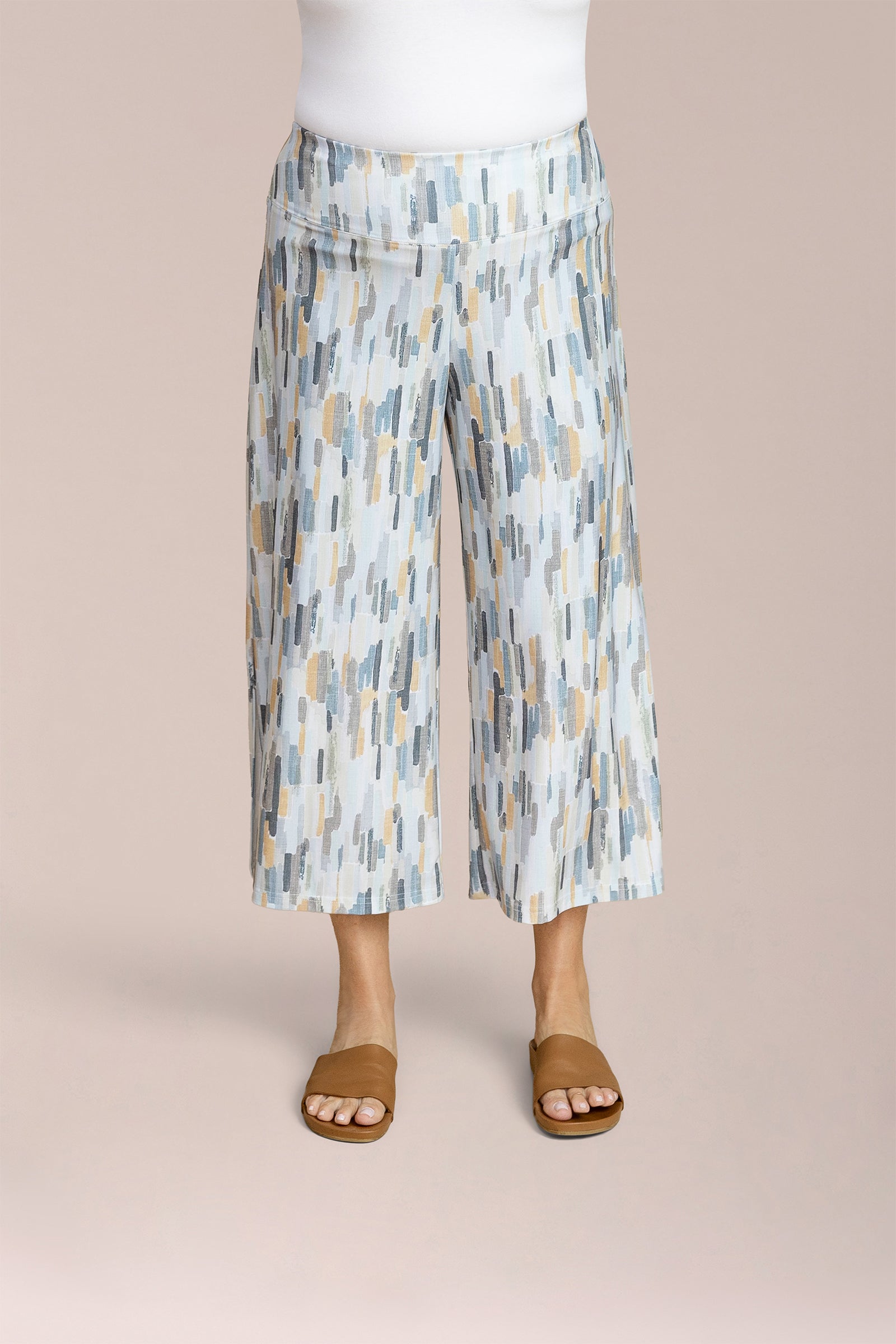 Side Slit Wide Capri, Print