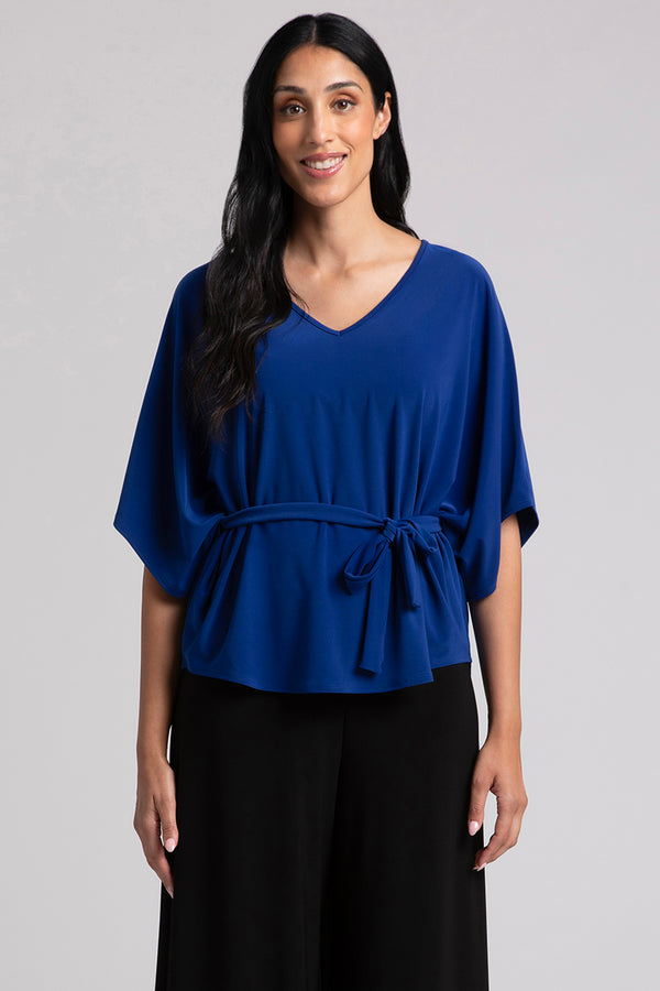 Slouchy V-Neck Top with Tie | Twilight