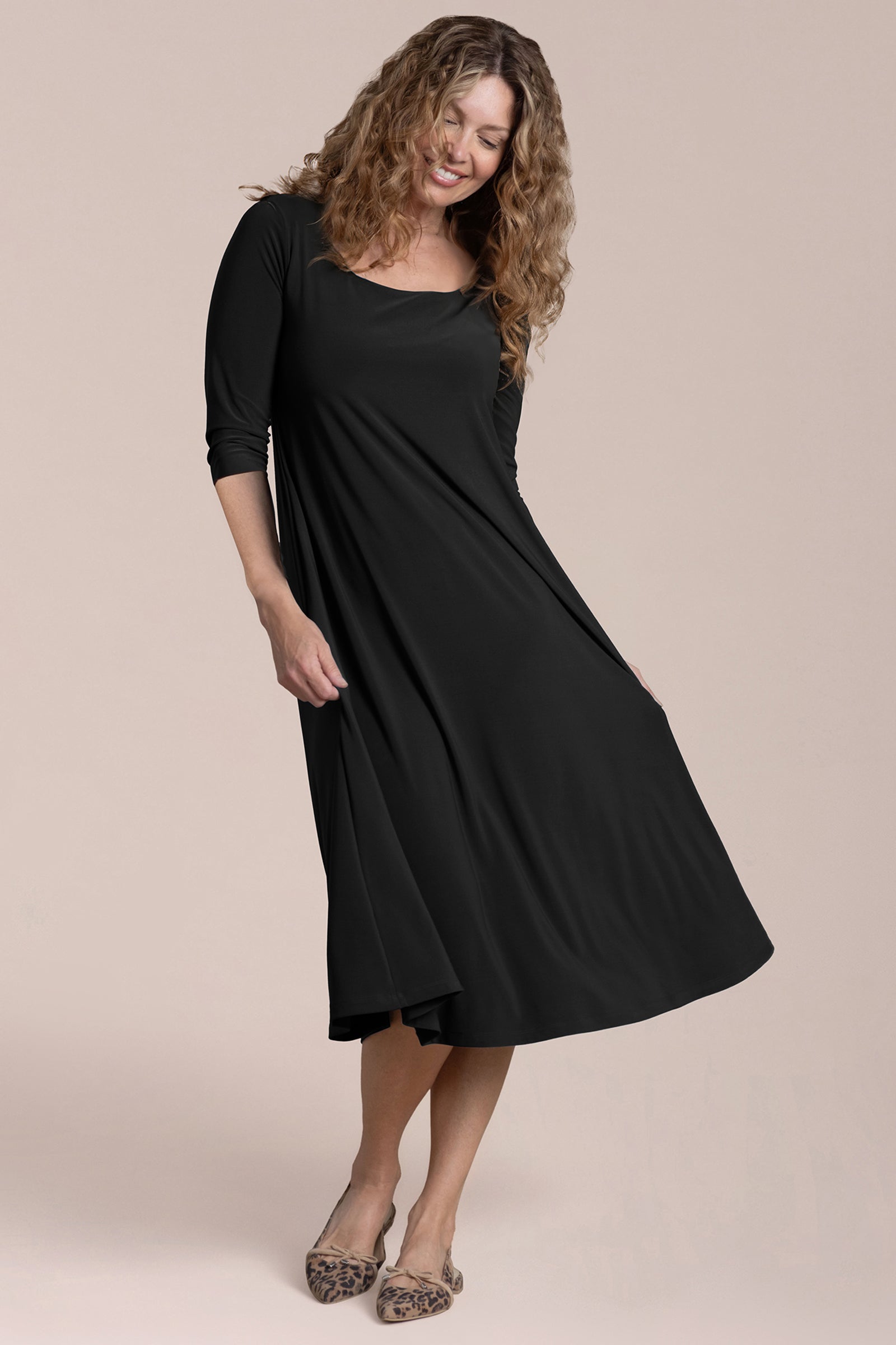black fit flare dress Square Neck Fit & Flare Dress Black-12 / 4